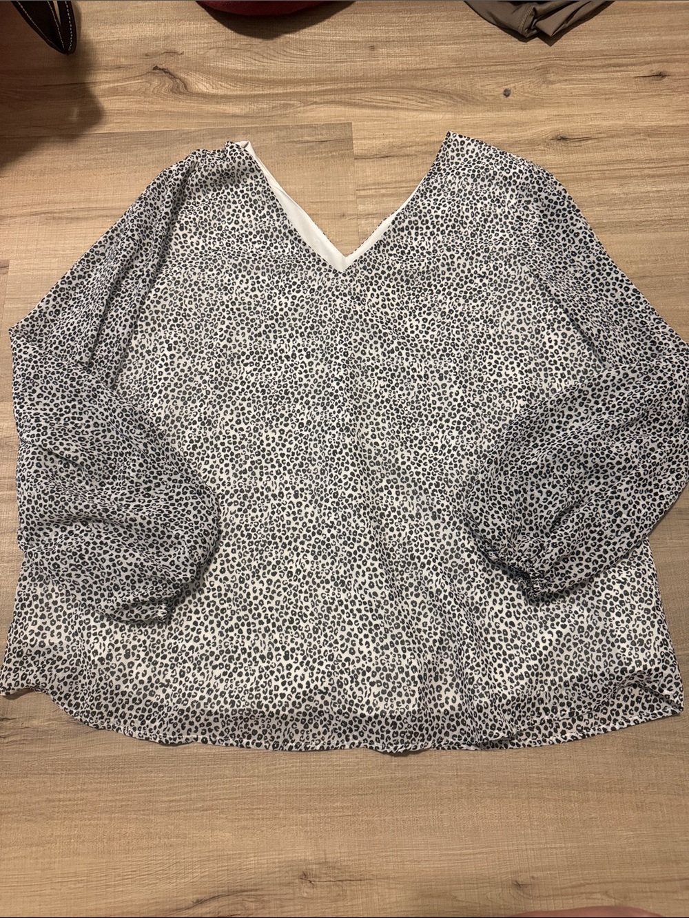 A New Day Leopard Print V-Neck Blouse